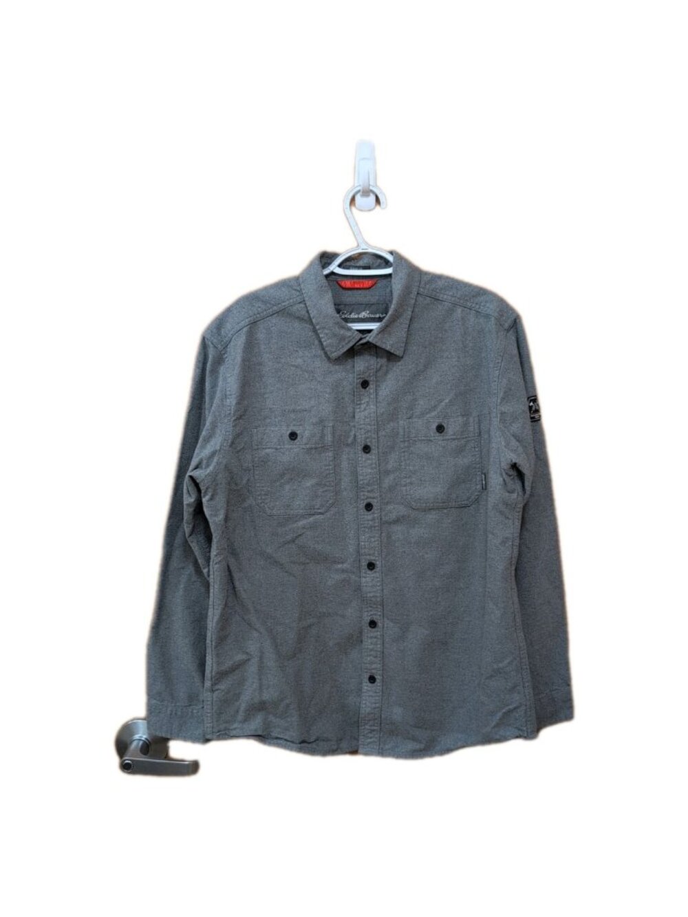 Eddie Bauer Mountain Ops Mens L Classic Fit Long Sleeve Button Down Gray Flannel